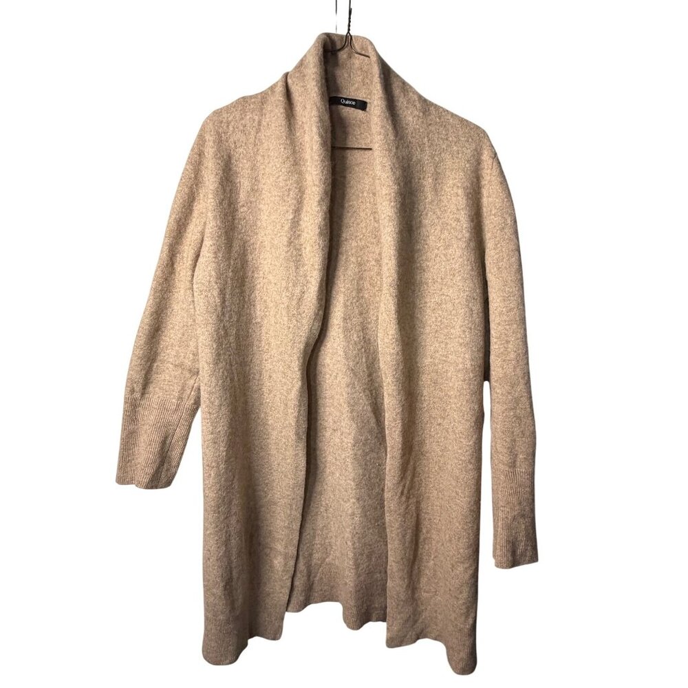 Quince 100% Cashmere Tan Women's Long Cardigan Large
